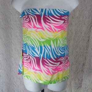 NoBo Neon Bright Blue Pink Knit Strapless Tank Top NWOT Size Plus 2X